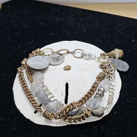 Silpada 925 Silver and Brass Gemstone and Glass Bead Bracelet - Picture 3 of 15